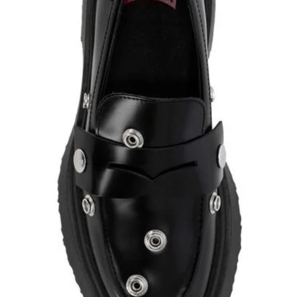 Camper Black Calfskin Leather Loafers with Silver Studs & Removable Strap! NWT - Picture 3 of 6
